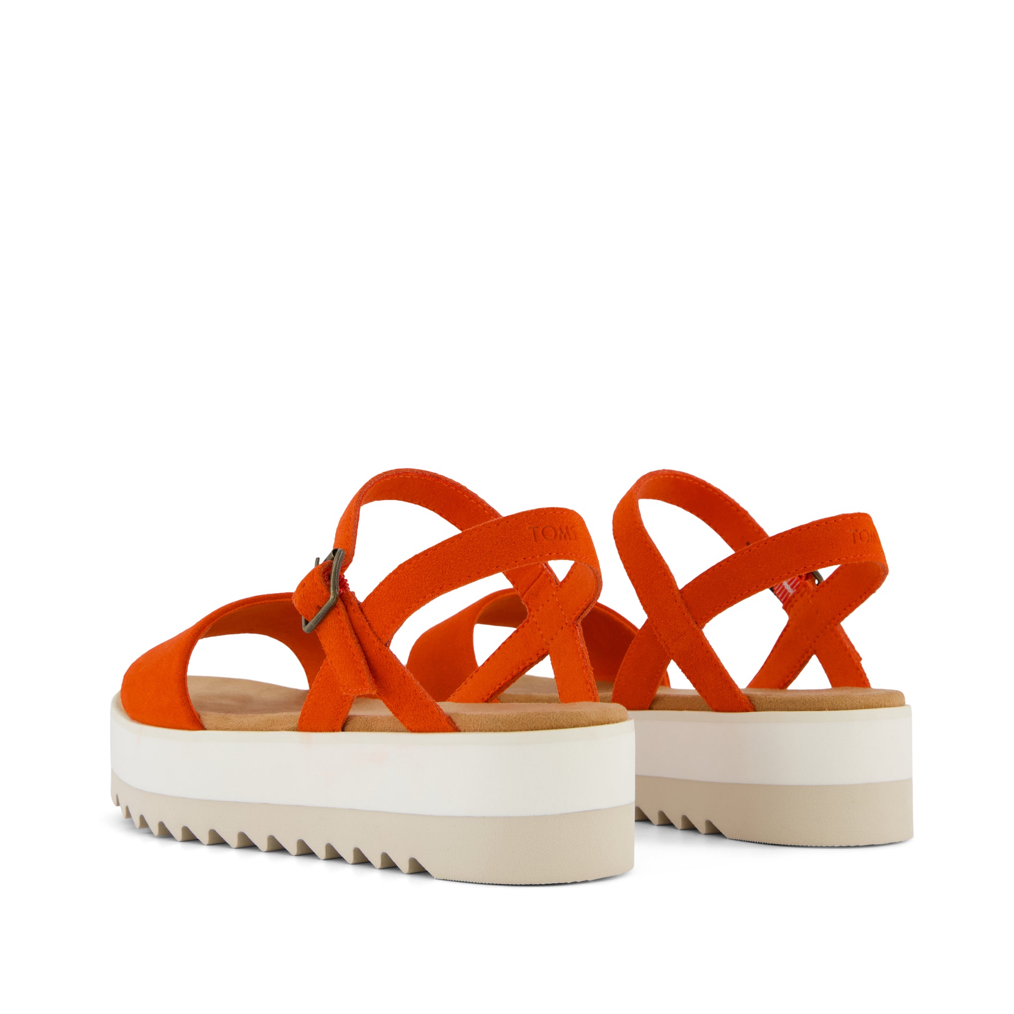 Brynn Platform Sandal - Flame Suede Back View
