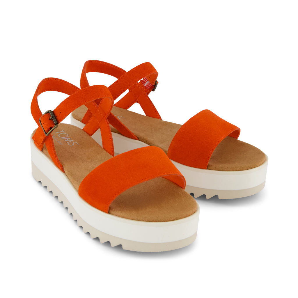 Brynn Platform Sandal - Flame Suede Front View