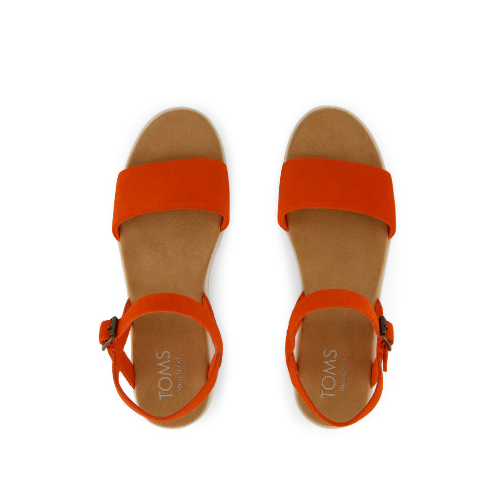 Brynn Platform Sandal - Flame Suede Top View