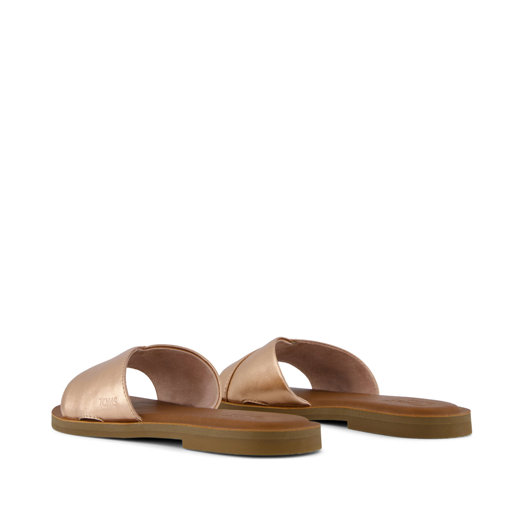 Shea Rose Gold Metallic Nappa Leather Slide Sandal