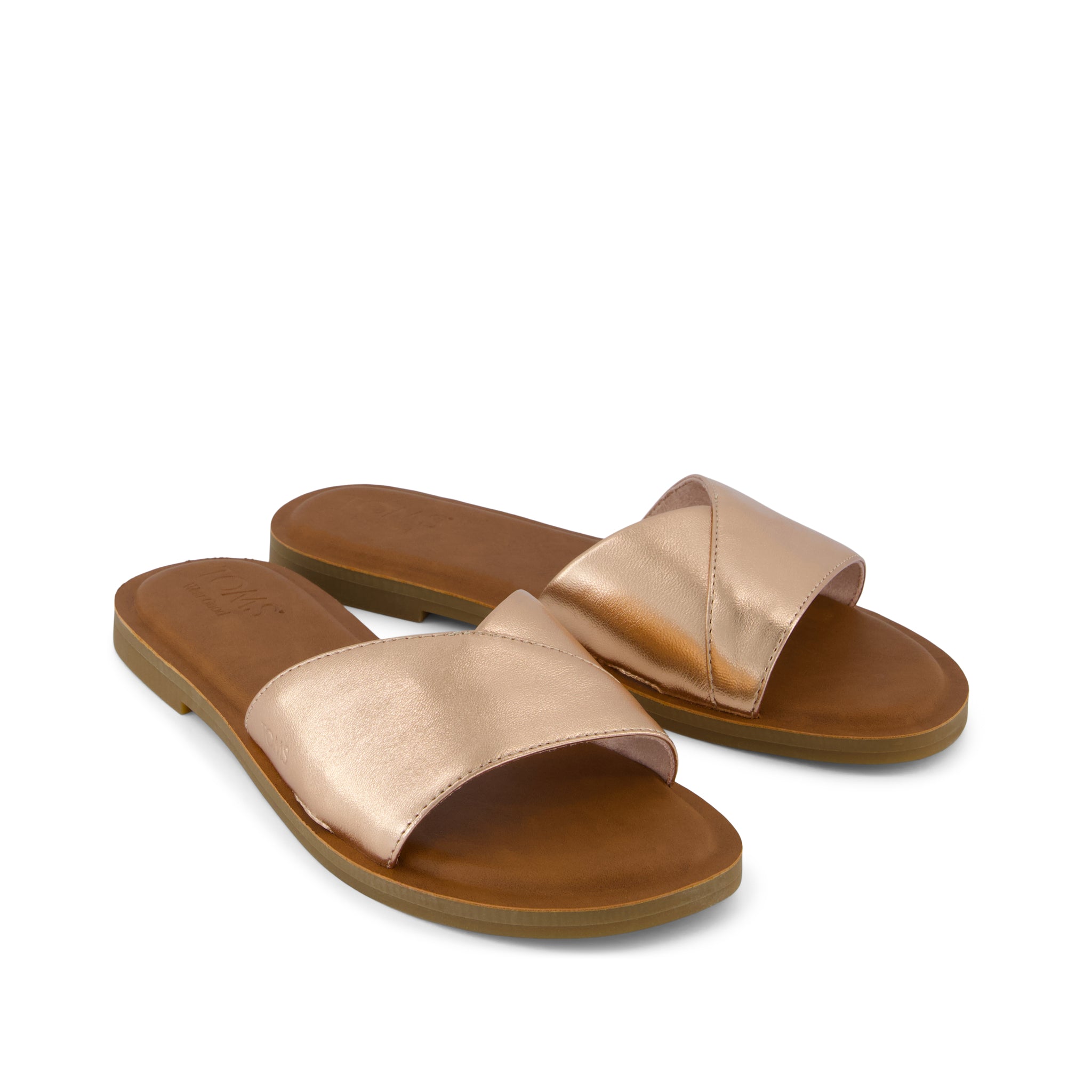 Shea Rose Gold Metallic Nappa Leather Slide Sandal