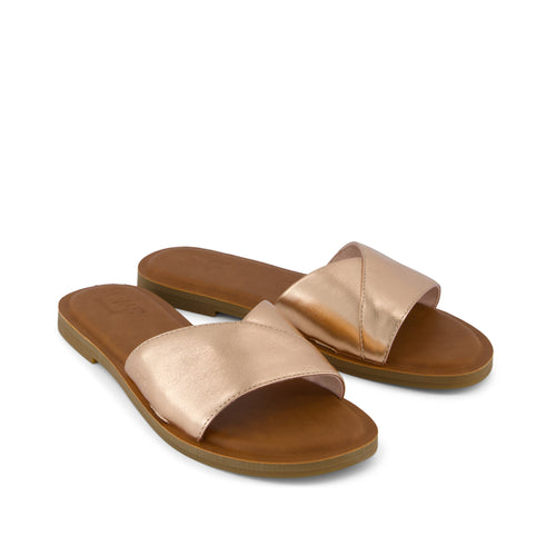 Shea Rose Gold Metallic Nappa Leather Slide Sandal