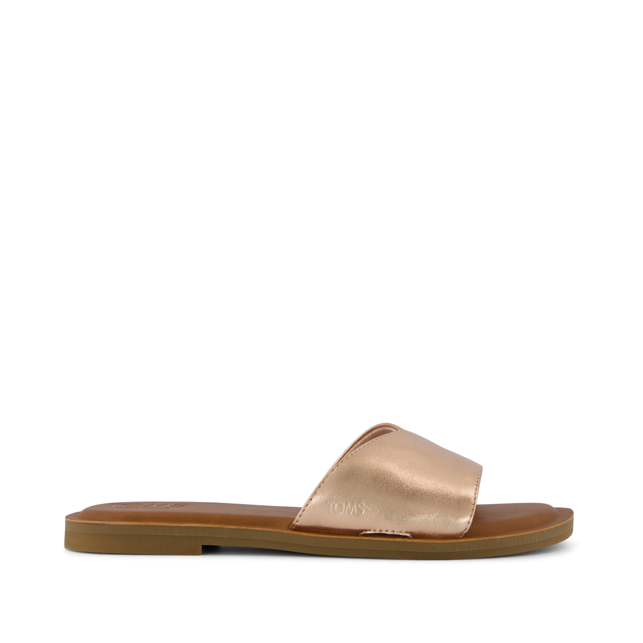 Shea Rose Gold Metallic Nappa Leather Slide Sandal