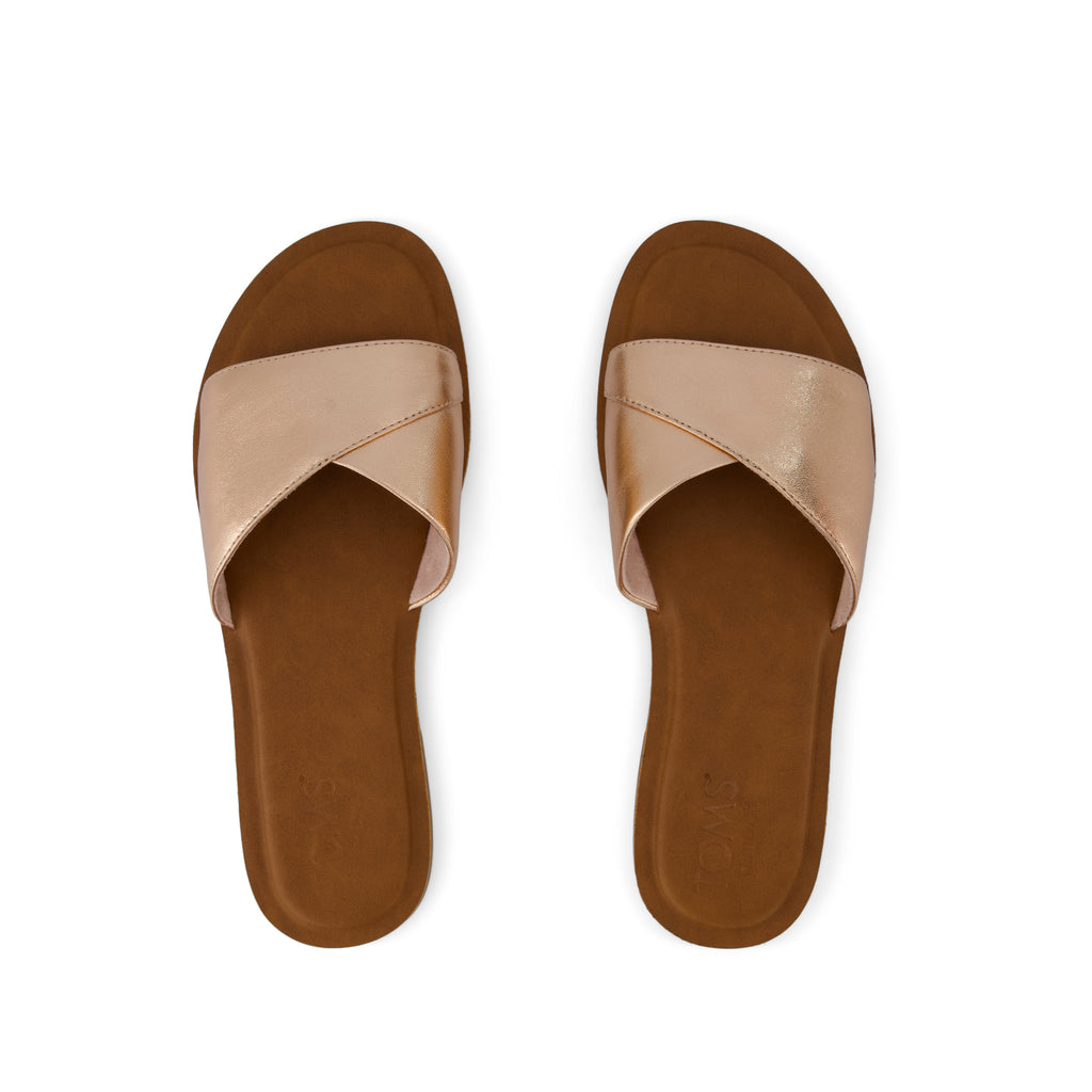 Shea Rose Gold Metallic Nappa Leather Slide Sandal