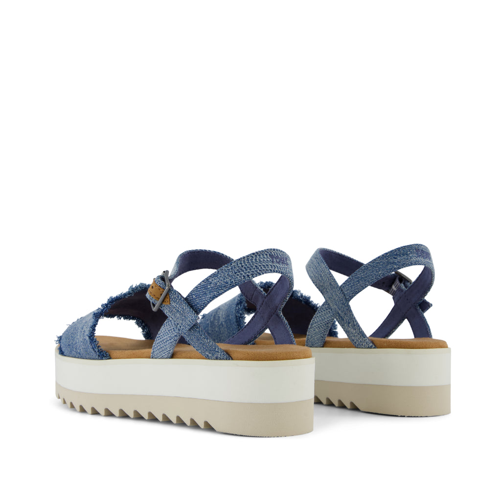 Brynn Platform Sandal - Dark Sky Textured Denim Back View
