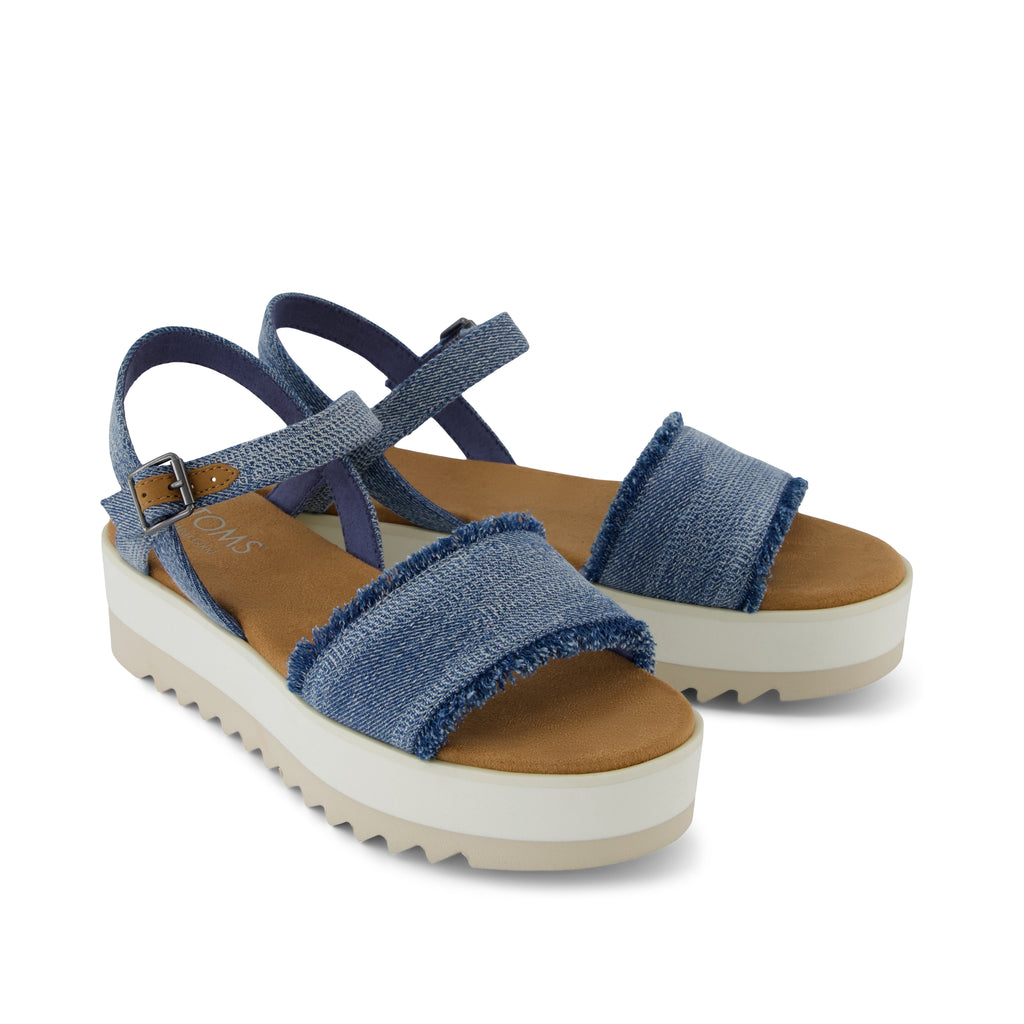 Brynn Platform Sandal - Dark Sky Textured Denim Front View