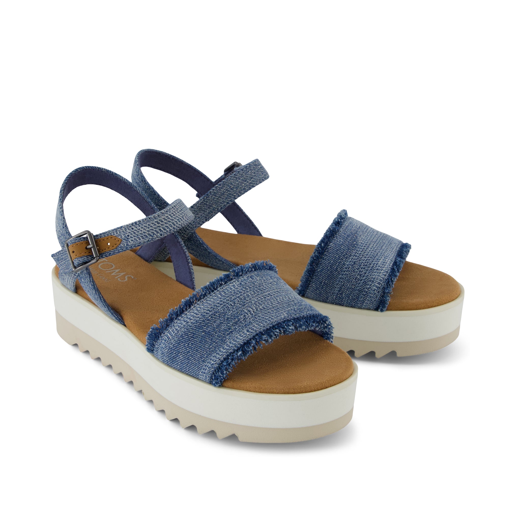 Brynn Platform Sandal - Dark Sky Textured Denim Front View