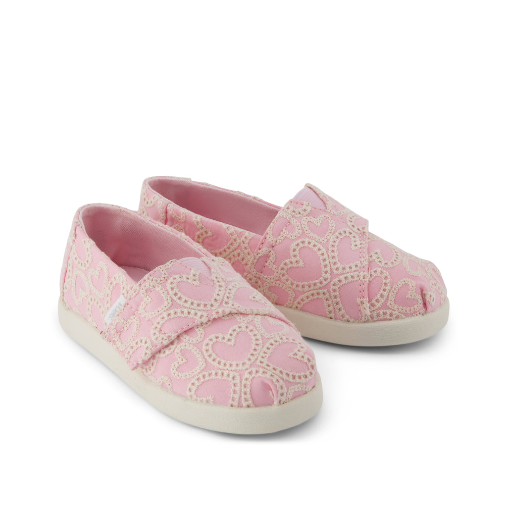 Alpargata Classic Toddler Shoe - Barely Pink Hearts Eyelet Lace Front View