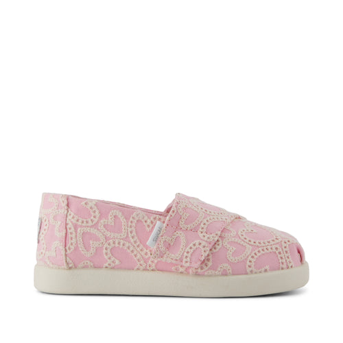 Alpargata Classic Toddler Shoe - Barely Pink Hearts Eyelet Lace Side View