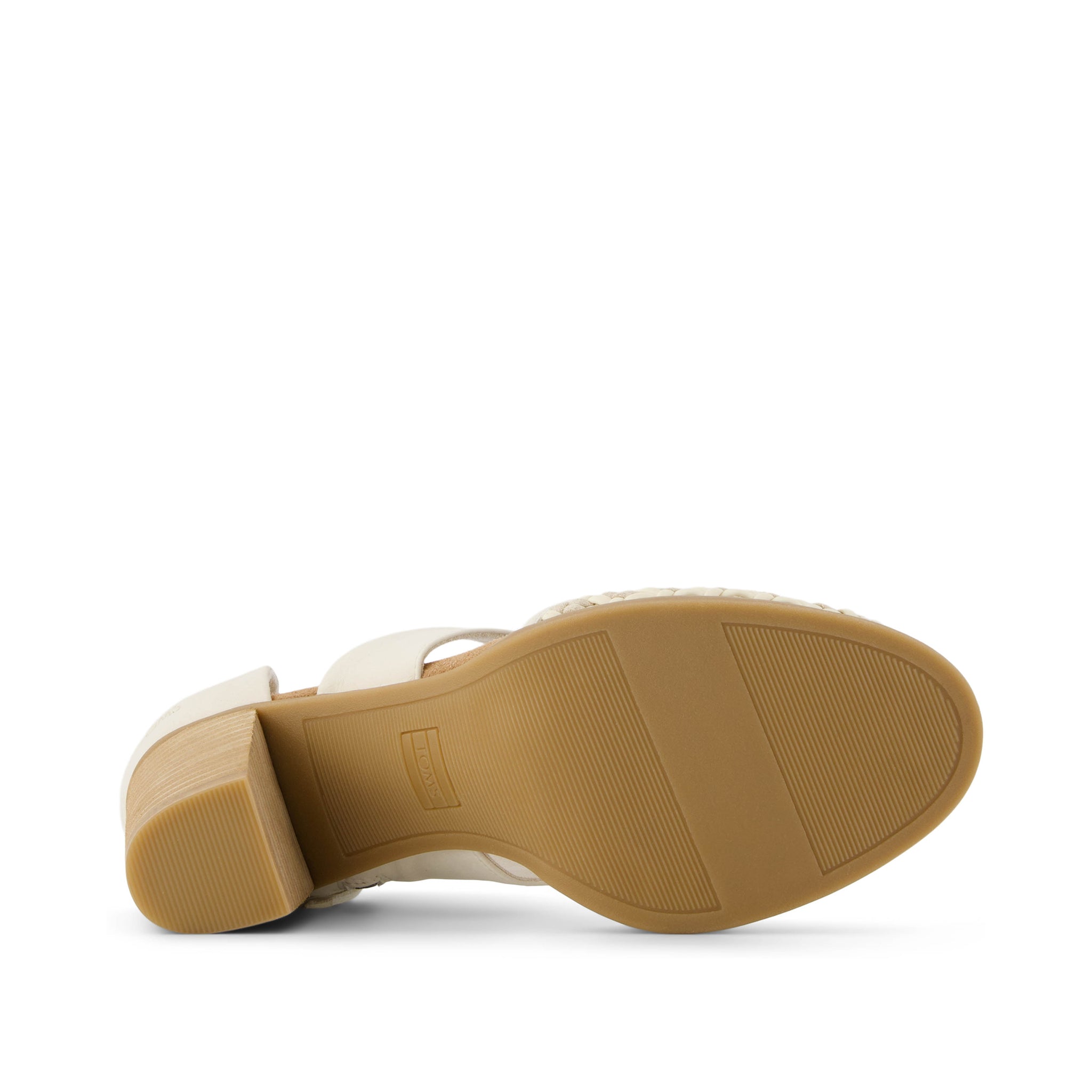 Milan Closed Toe Heel - Natural Geo Basket PU Leather Bottom Sole View