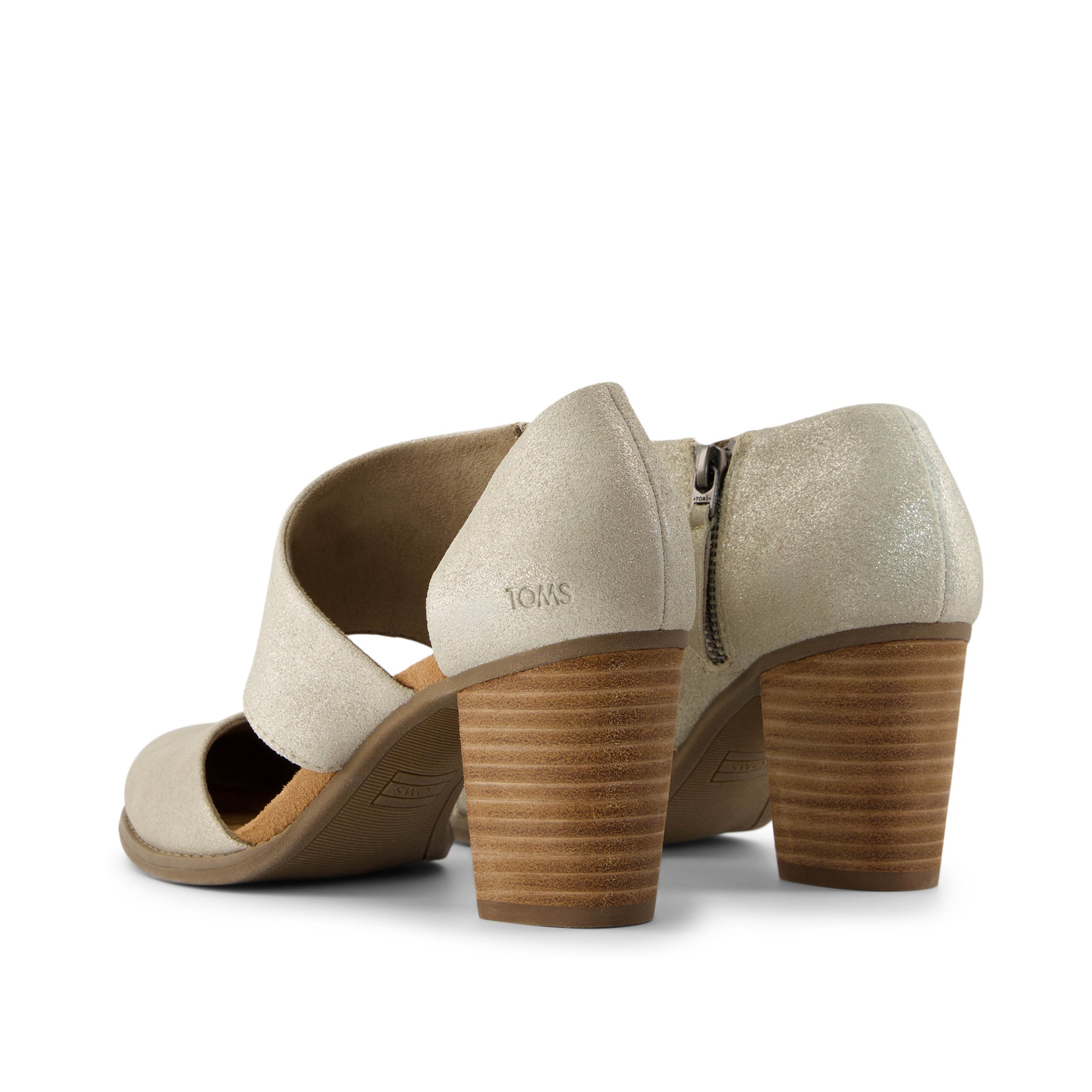 Milan Closed Toe Heel - Champagne Metallic Suede Back View