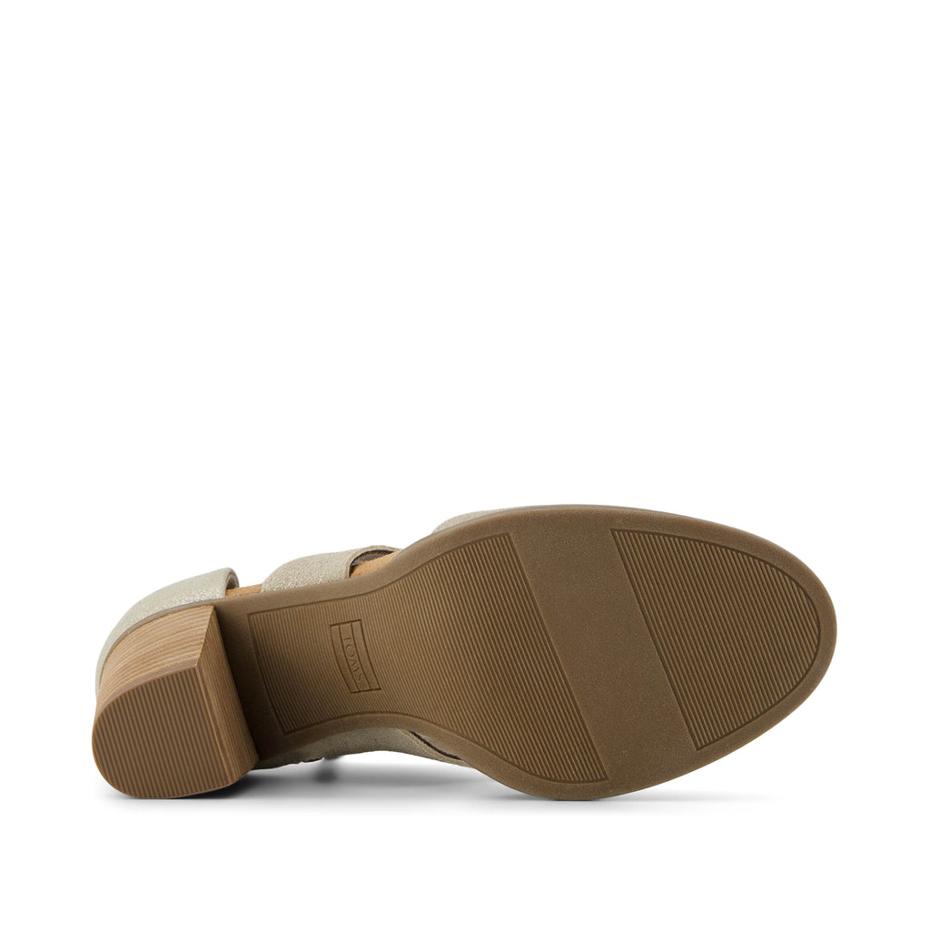 Milan Closed Toe Heel - Champagne Metallic Suede Bottom Sole View