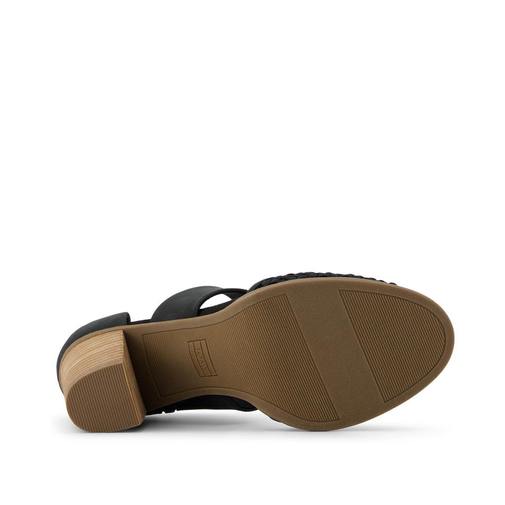 Milan Closed Toe Heel - Black Geo Basket PU Leather Bottom Sole View