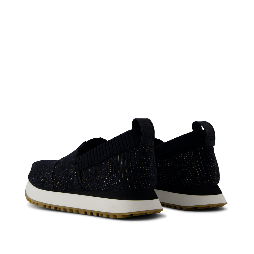 Resident 2.0 Sneaker - Black Metallic Linen Stripe Back View