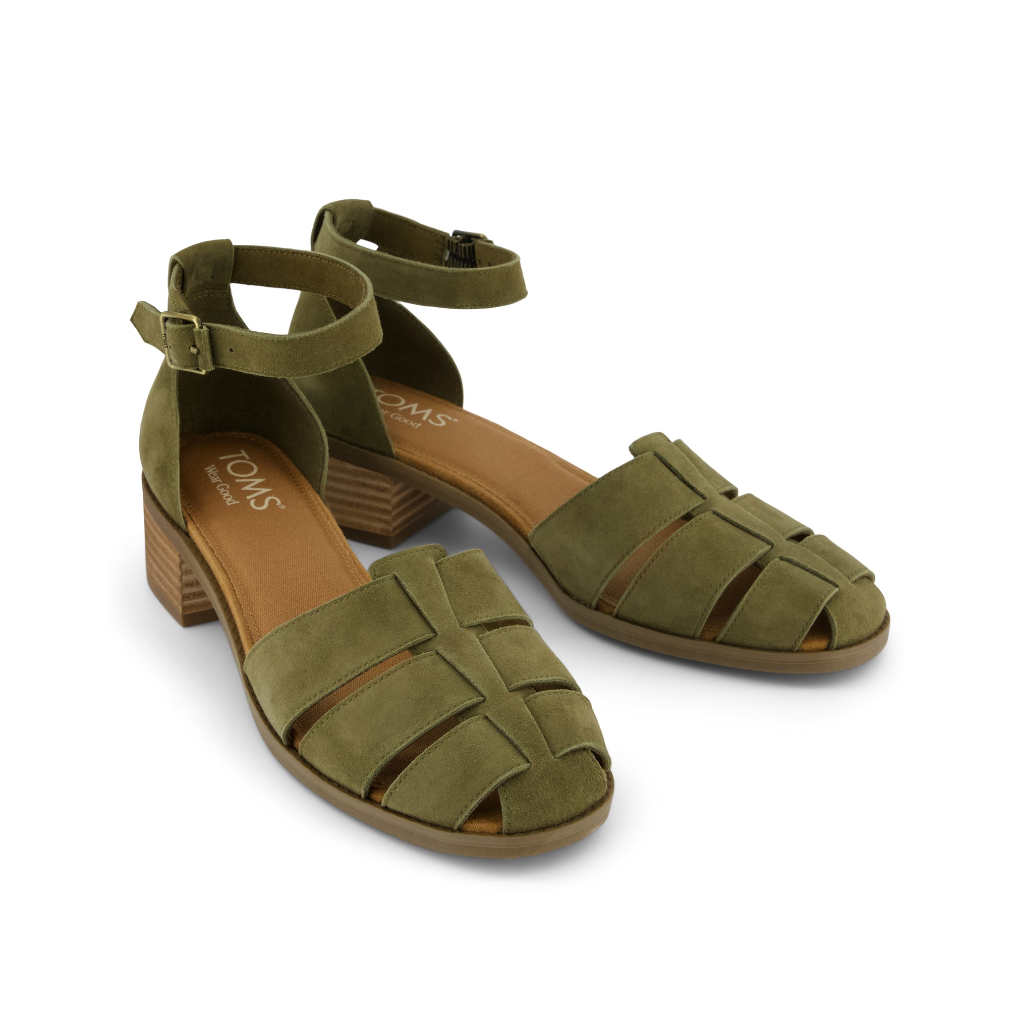 Jaclyn Fisherman Heel - Military Olive Kid Suede Front View