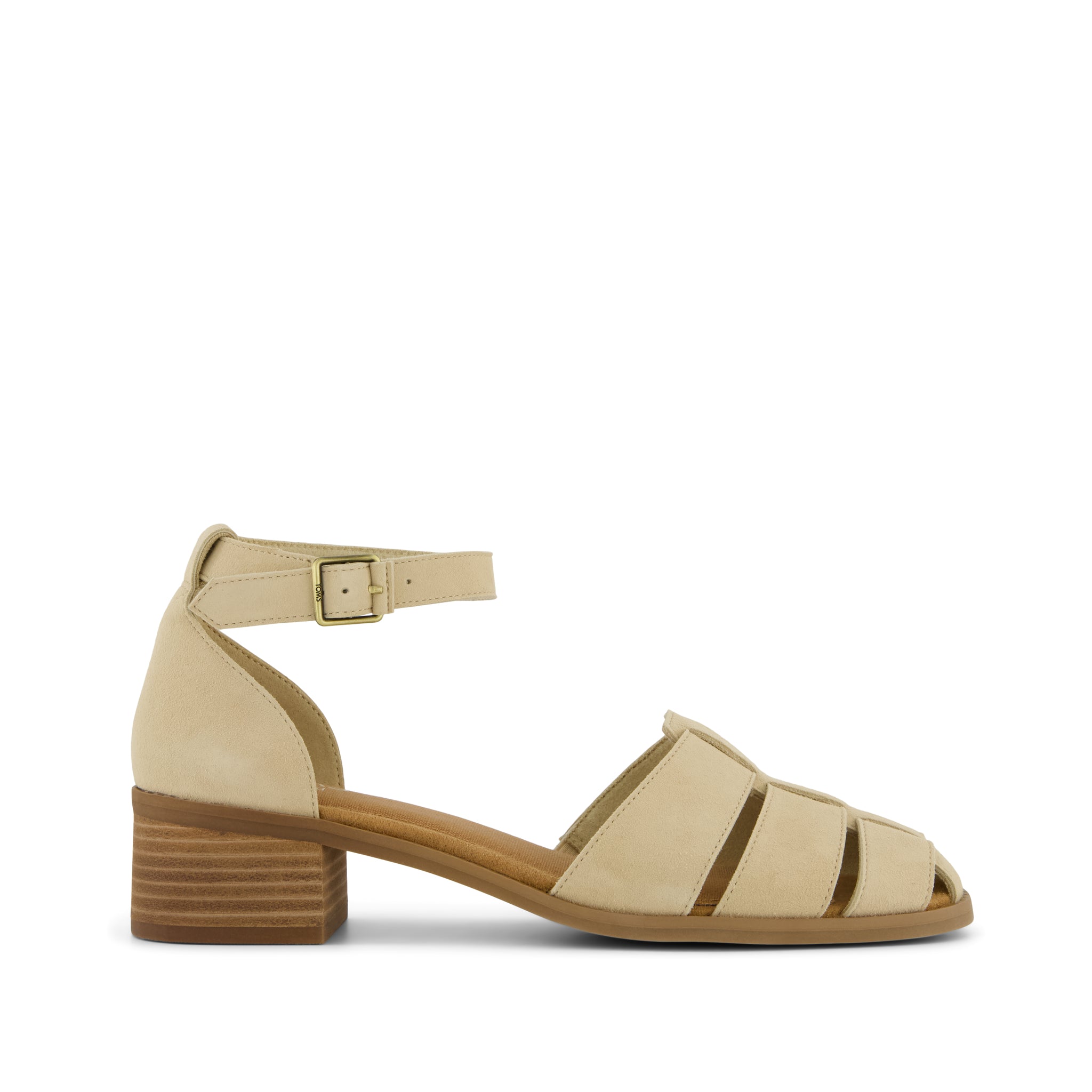 Jaclyn Fisherman Heel - Almond Kid Suede Side View