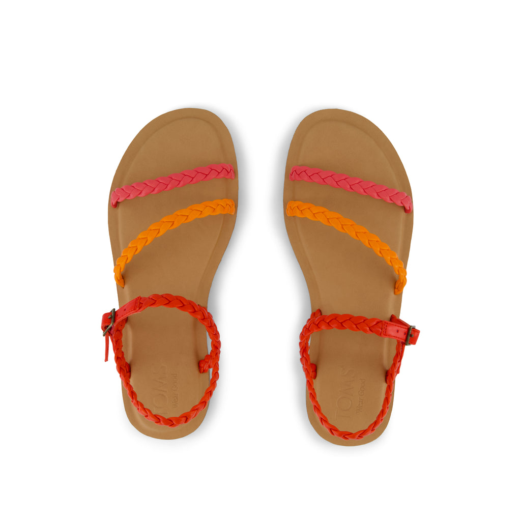 Kira Strappy Sandal - Flame Synthetic Braid Top View