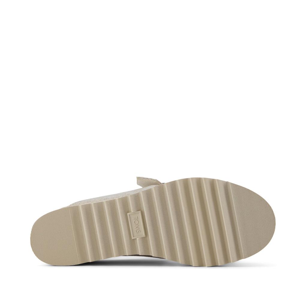 Diana Mule Buckle Wedge Sandal - Almond Raffia Bottom Sole View