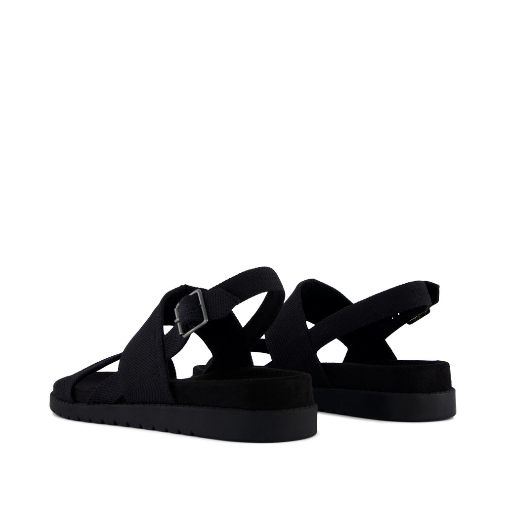 Marin Strap Sandal - Black Heavy Canvas Back View
