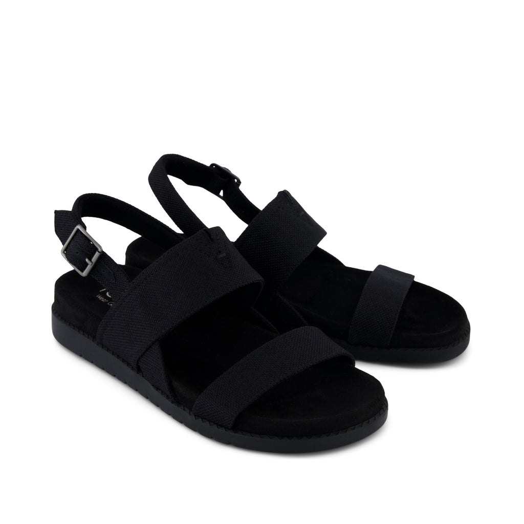 Marin Strap Sandal - Black Heavy Canvas Front View