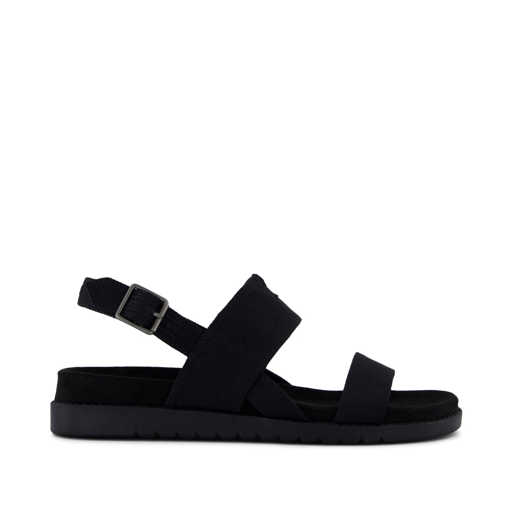 Marin Strap Sandal - Black Heavy Canvas Side View