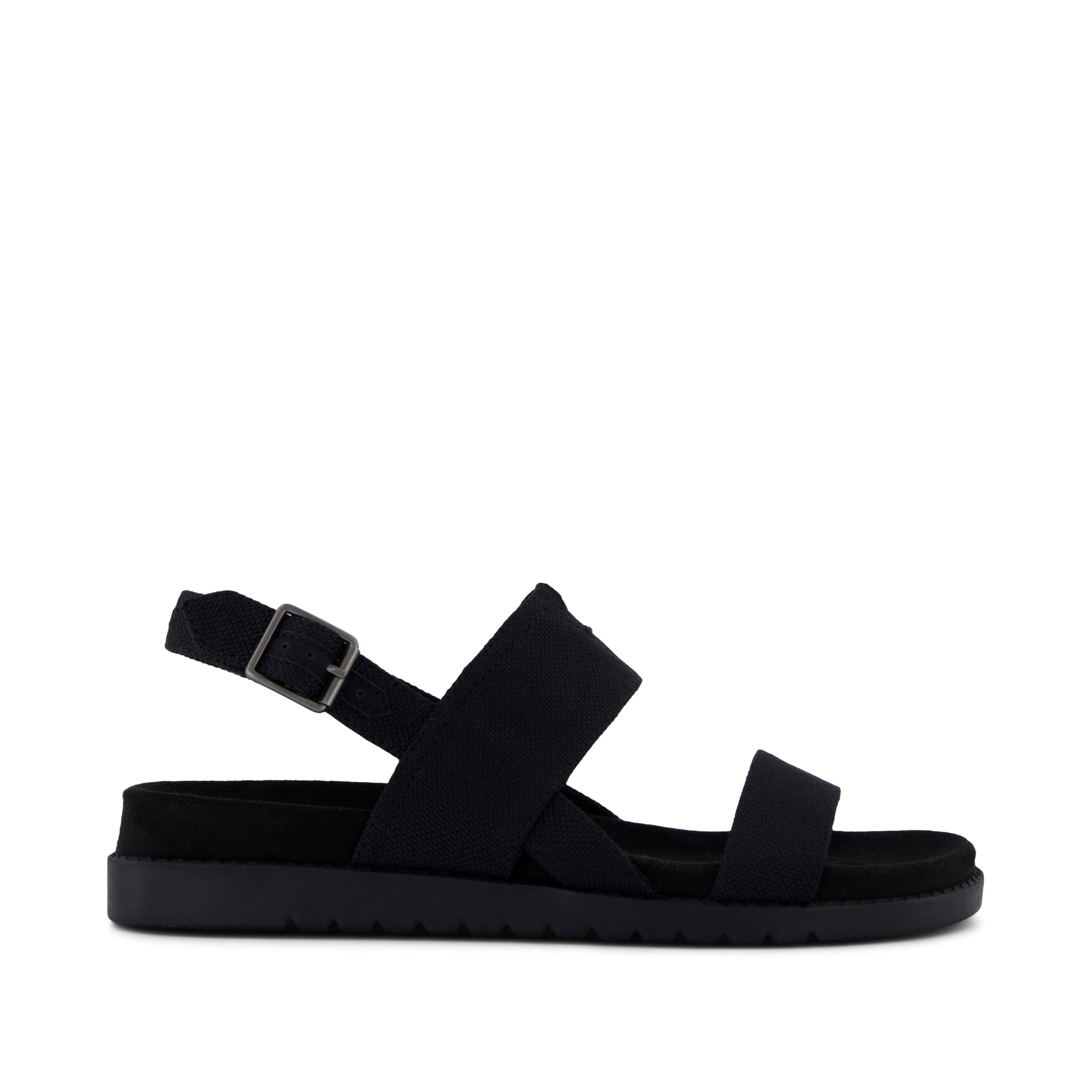 Marin Strap Sandal - Black Heavy Canvas Side View