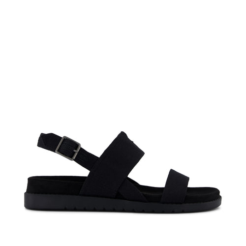 Marin Strap Sandal - Black Heavy Canvas Side View