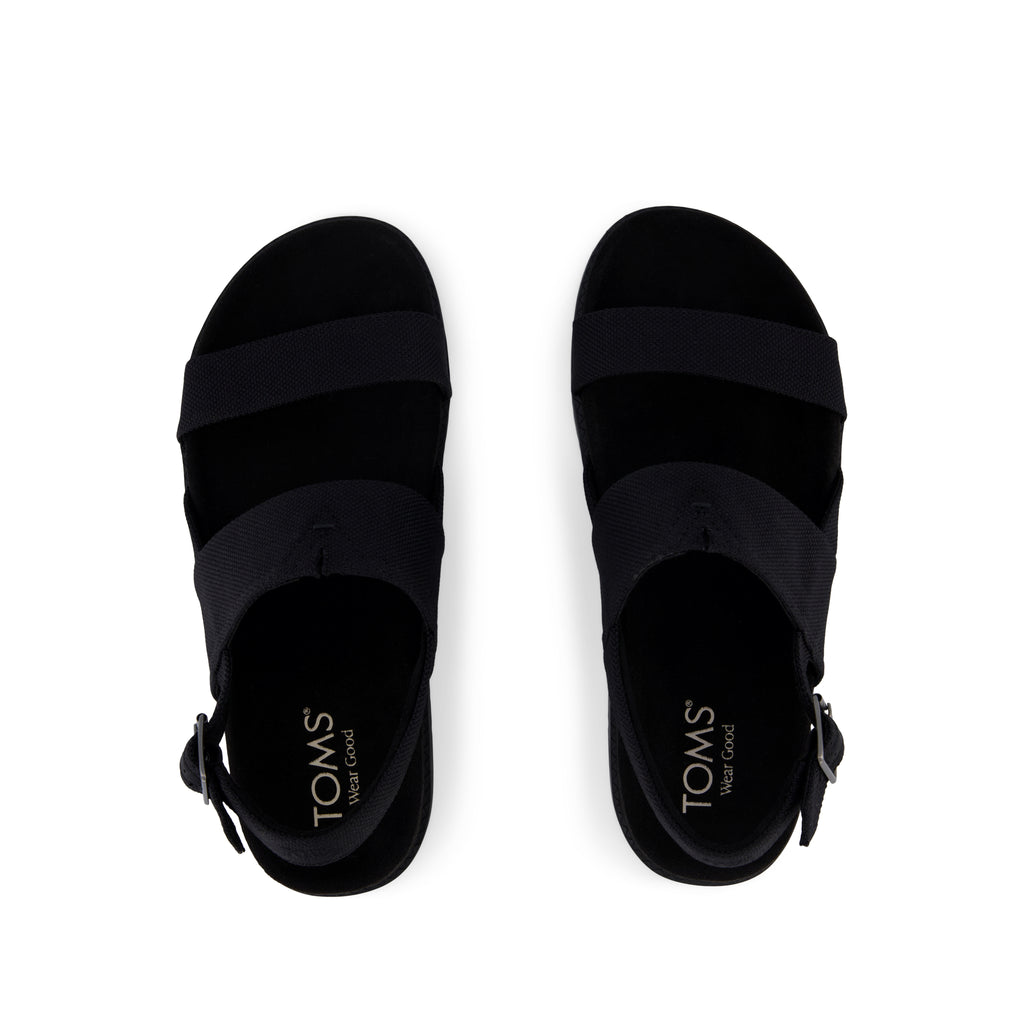 Marin Strap Sandal - Black Heavy Canvas Top View