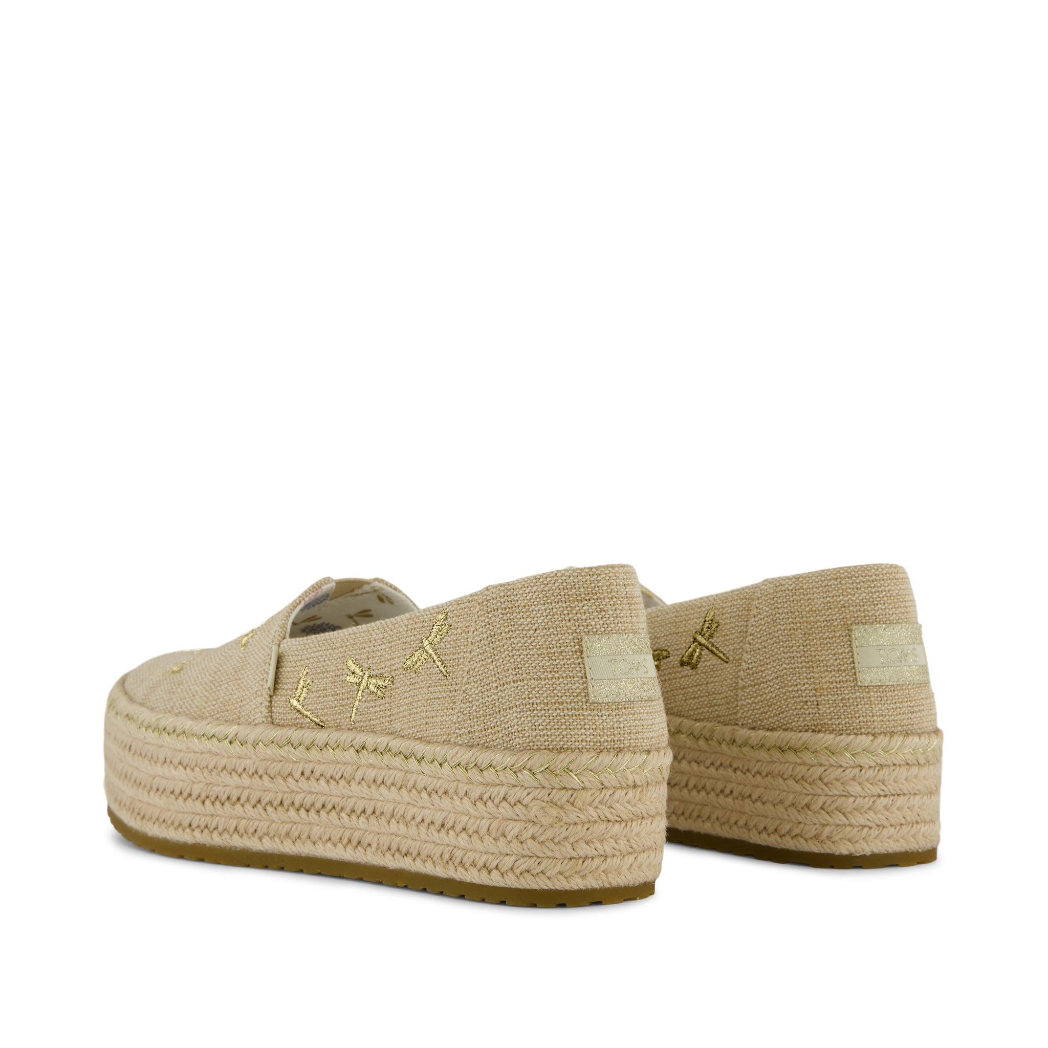 Valencia Platform Espadrille - Natural Undyed Metallic Dragonflies   Back View