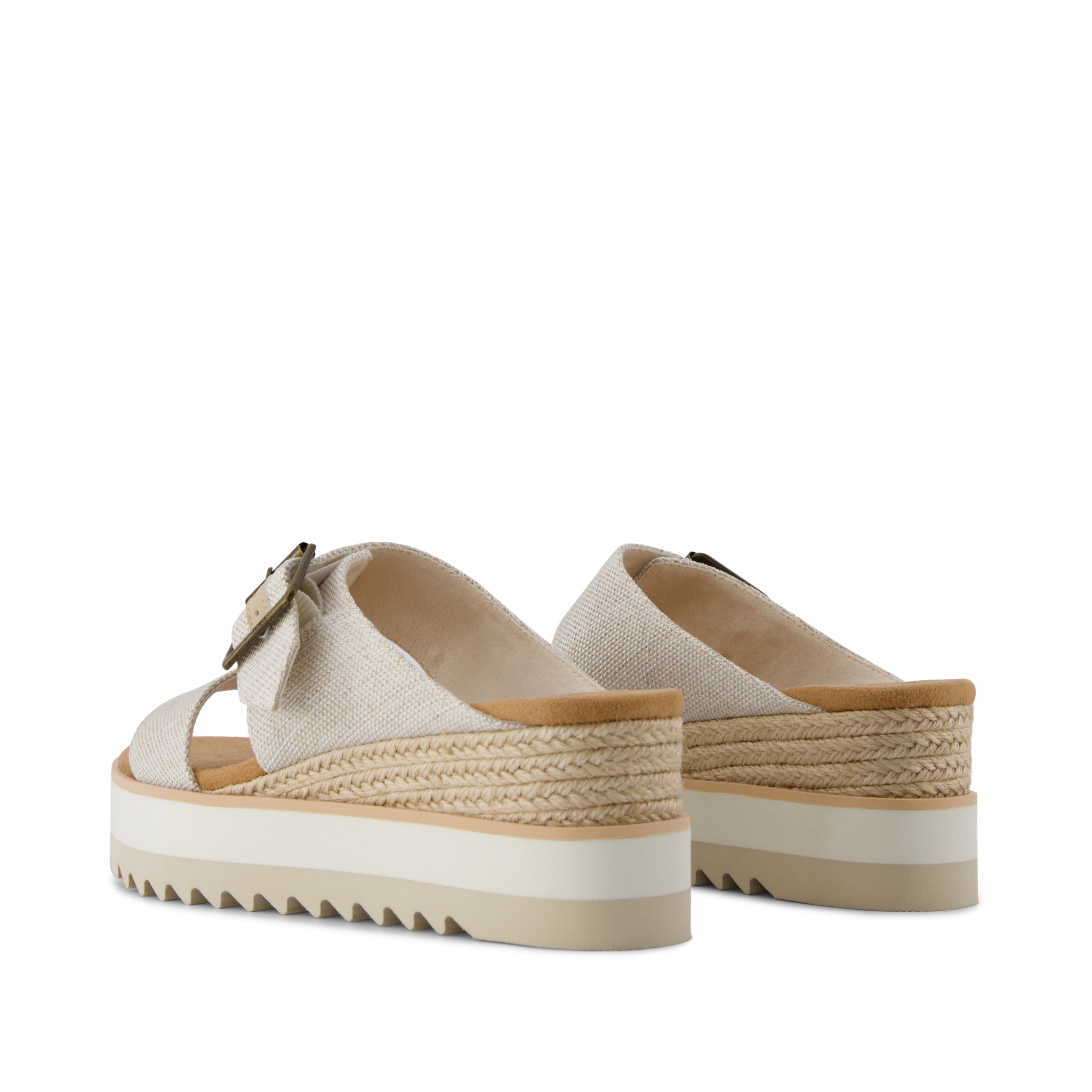 Diana Mule Buckle Wedge Sandal - Natural Back View