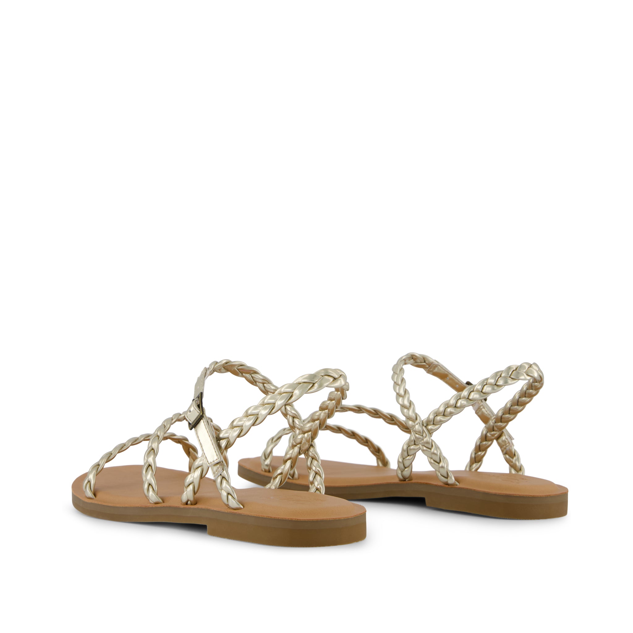 Kira Strappy Sandal - Gold Metallic Synthetic Braid Back View