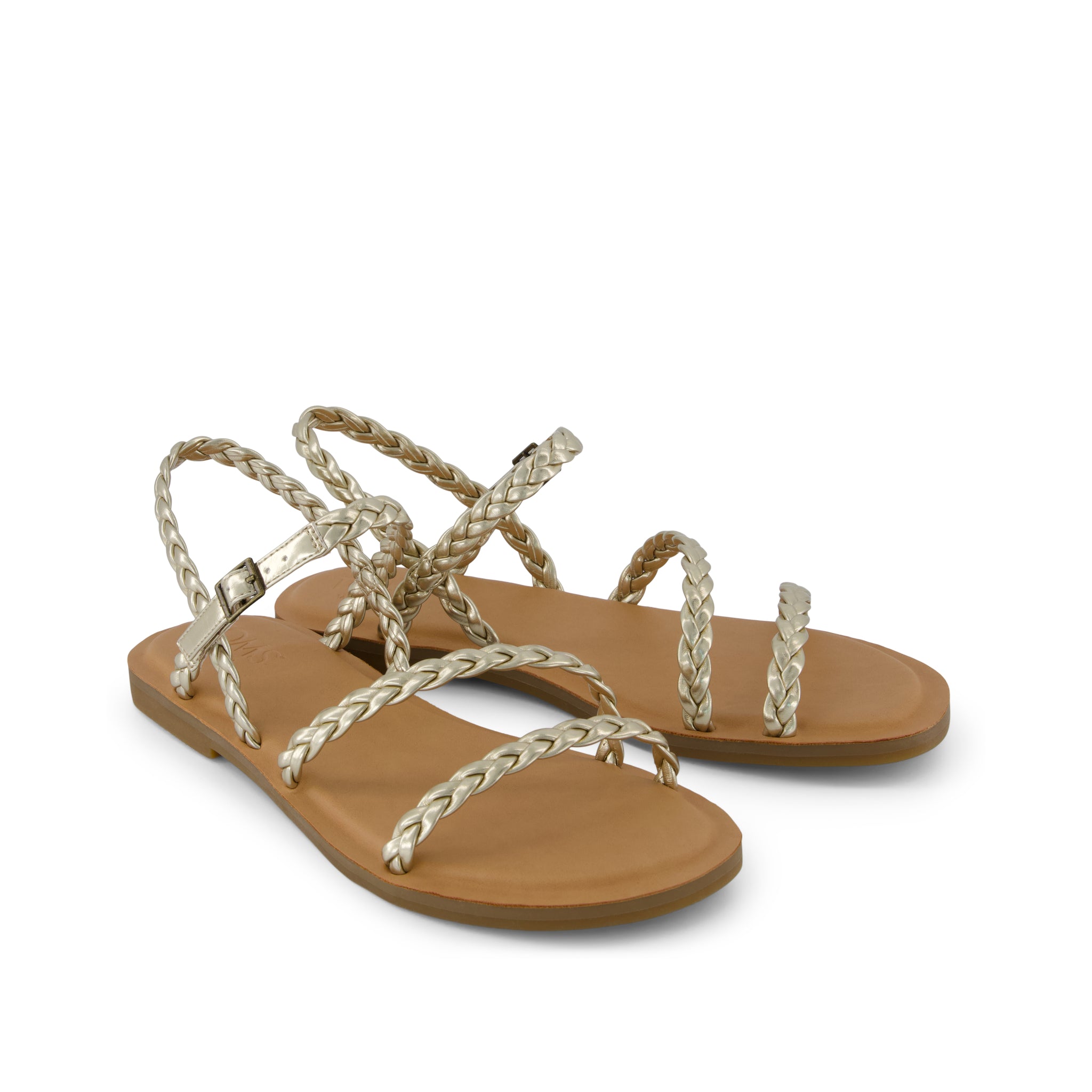 Kira Strappy Sandal - Gold Metallic Synthetic Braid Front View