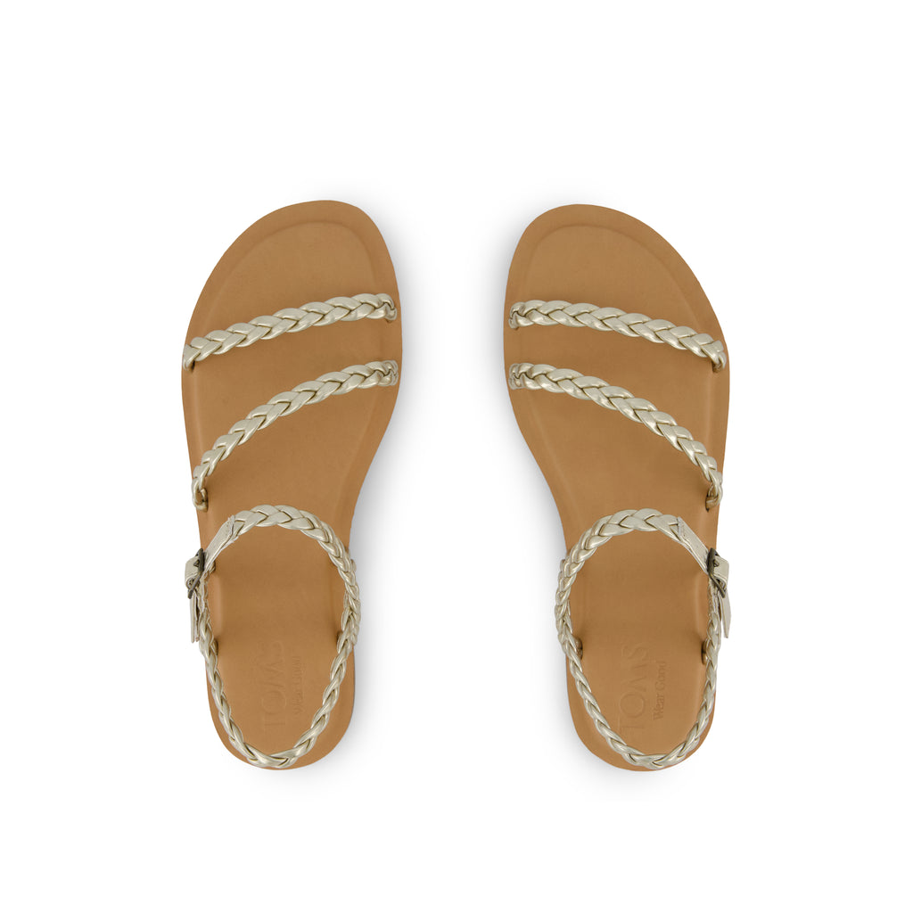 Kira Strappy Sandal - Gold Metallic Synthetic Braid Top View