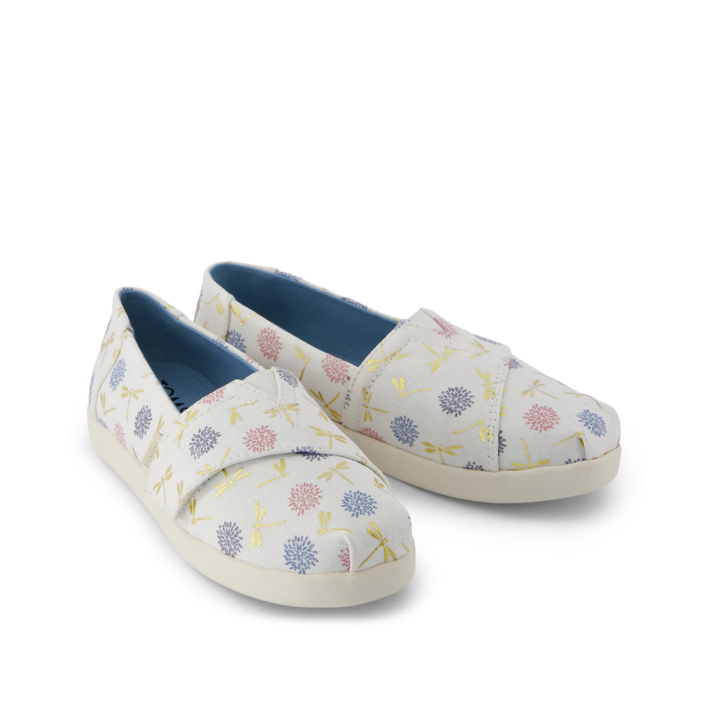 Alpargata Classic Kids Shoe - Egret Dragonflies Printed Canvas  Front View