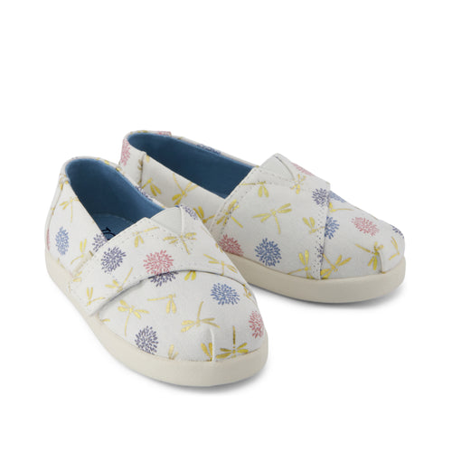 Alpargata Classic Toddler Shoe - Egret Dragonflies Printed Canvas  Front View