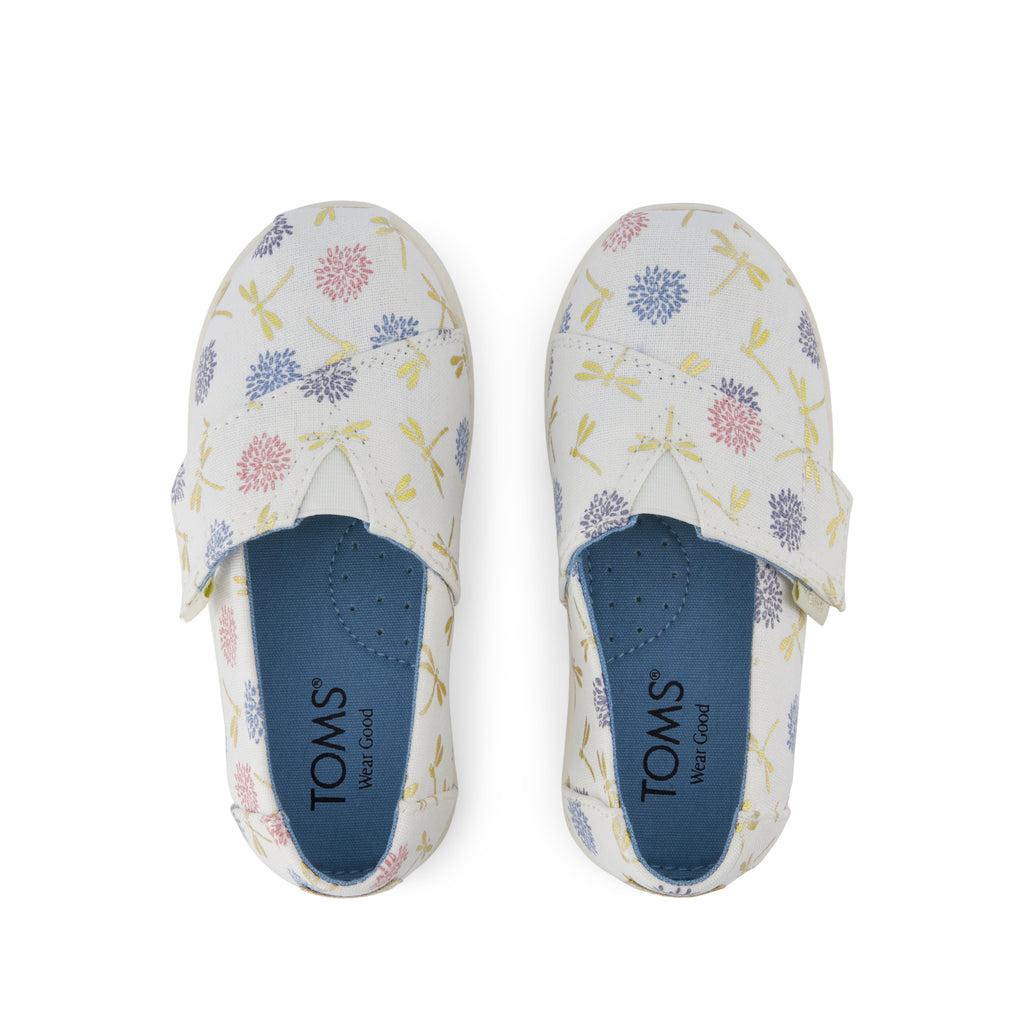 Alpargata Classic Toddler Shoe - Egret Dragonflies Printed Canvas  Top View