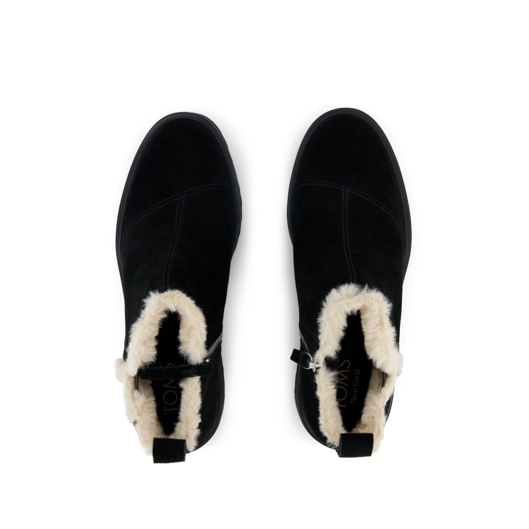 Maude Wedge Boot - Black Suede Faux Fur Top View