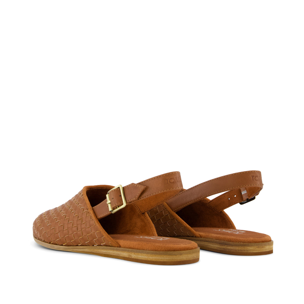 Jade Slingback Flat - Amber Brown Basketweave Back View