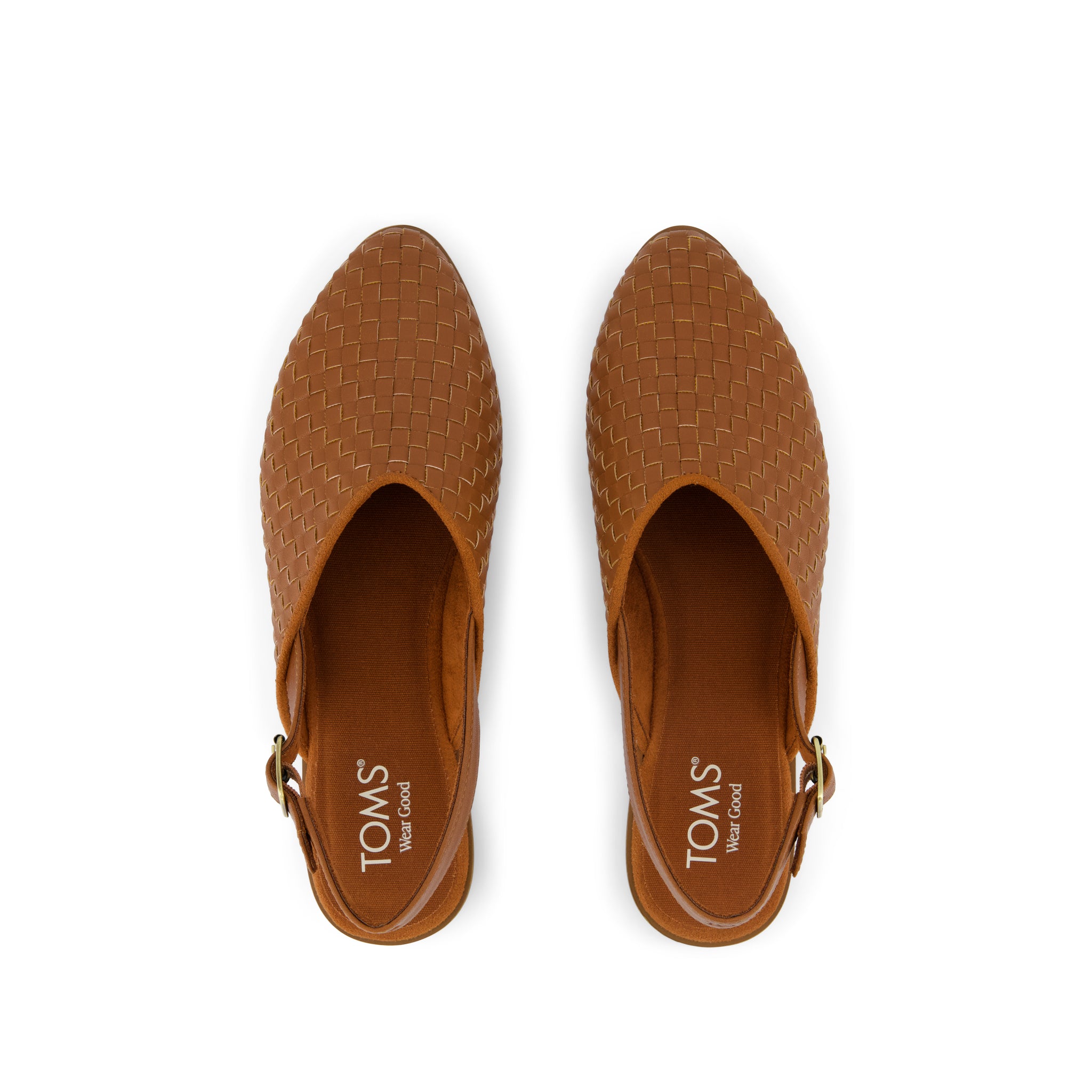 Jade Slingback Flat - Amber Brown Basketweave Top View