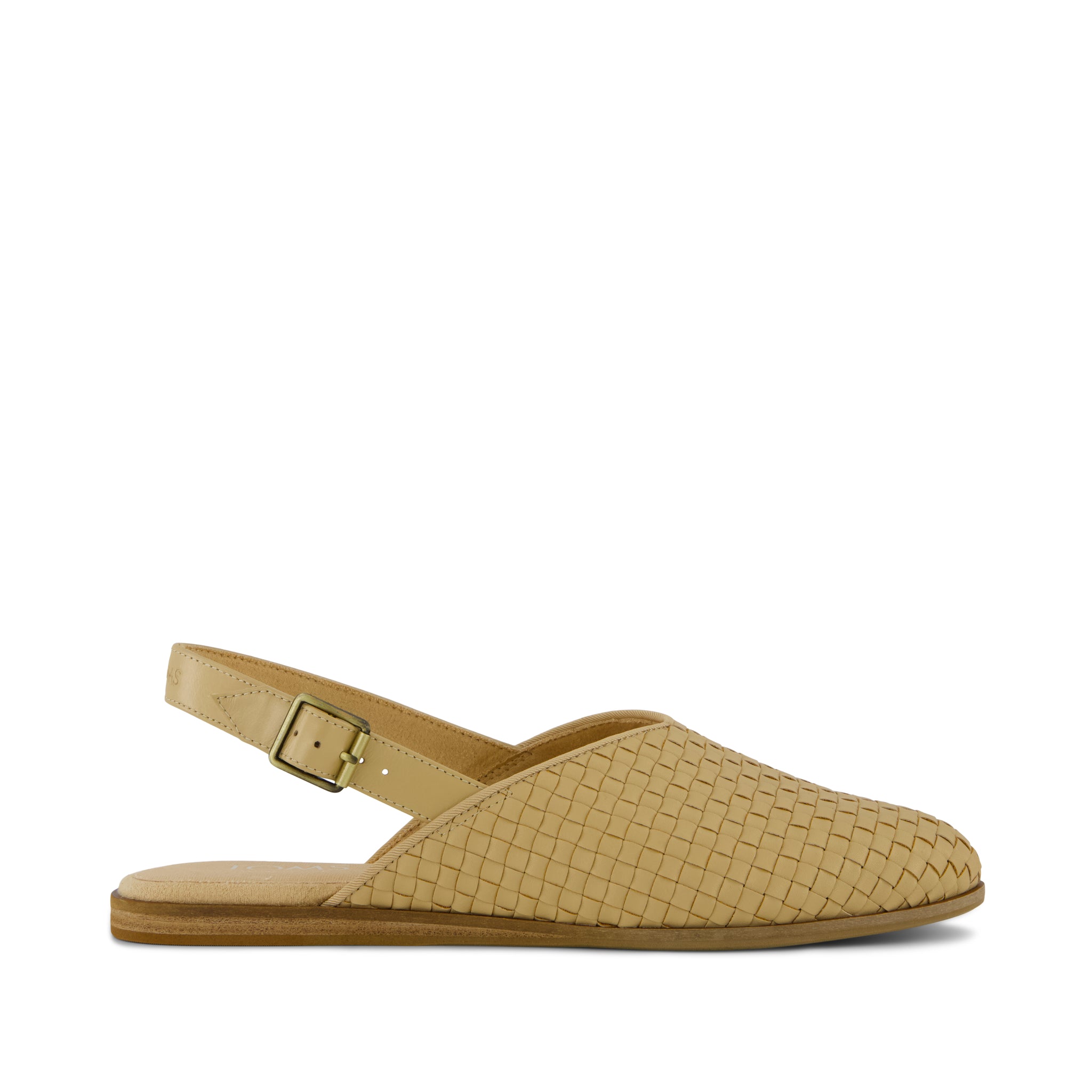 Jade Slingback Flat - Light Caramel Basketweave Side View