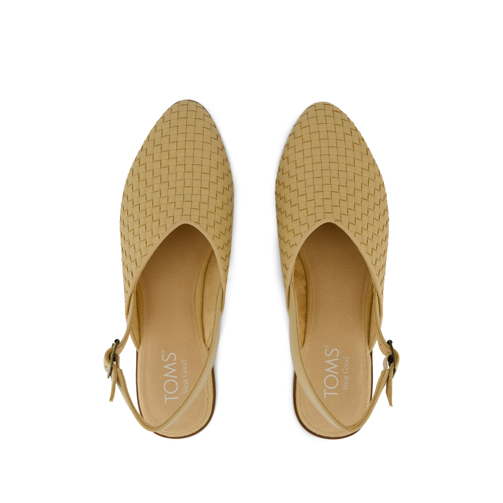 Jade Slingback Flat - Light Caramel Basketweave Top View