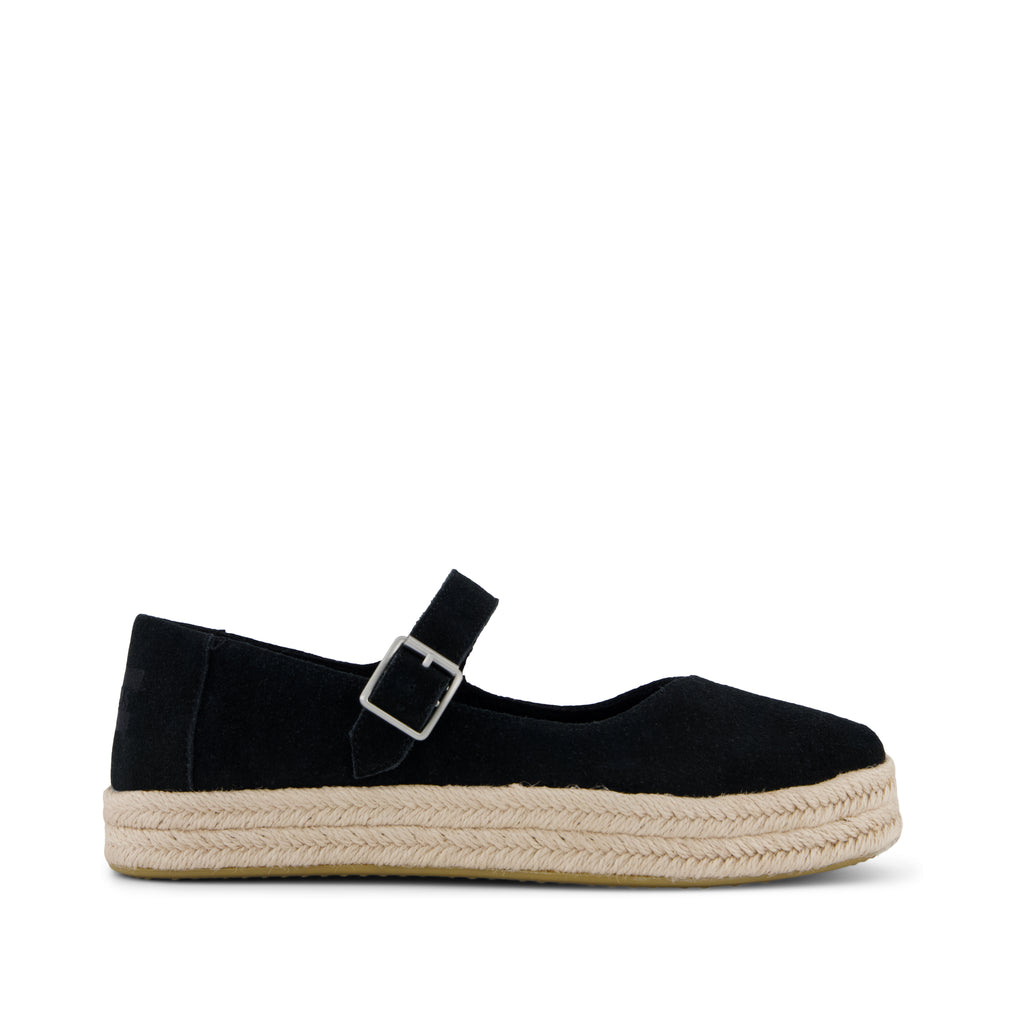 Carolina Mary Jane Espadrille - Black Suede Side View