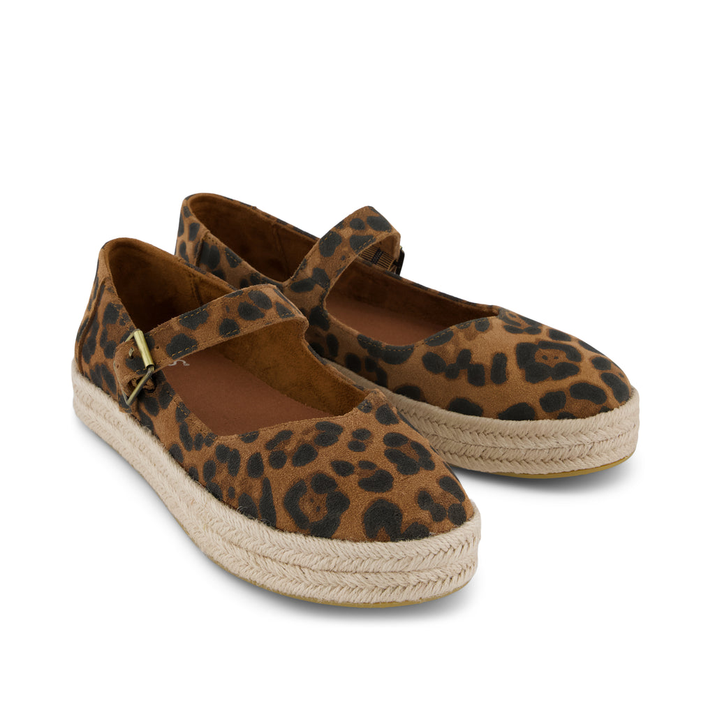 Carolina Mary Jane Espadrille - Brown Sugar Leopard Print Suede Front View