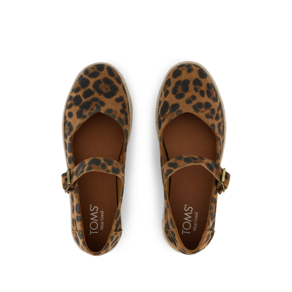Carolina Mary Jane Espadrille - Brown Sugar Leopard Print Suede Top View