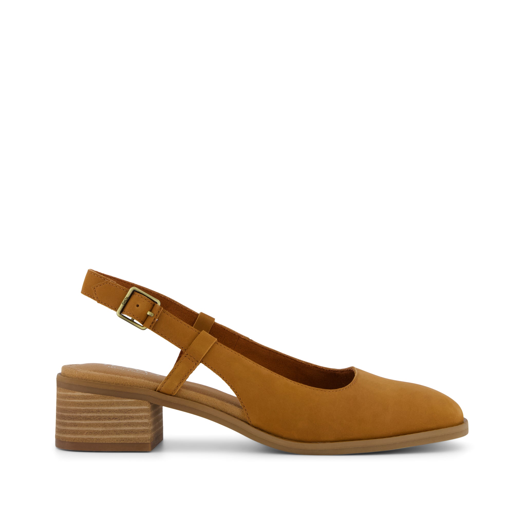 Jaclyn Slingback Heel - Amber Brown Nubuck Leather Side View