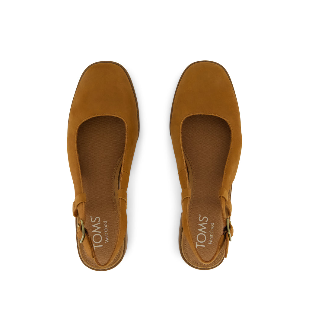 Jaclyn Slingback Heel - Amber Brown Nubuck Leather Top View