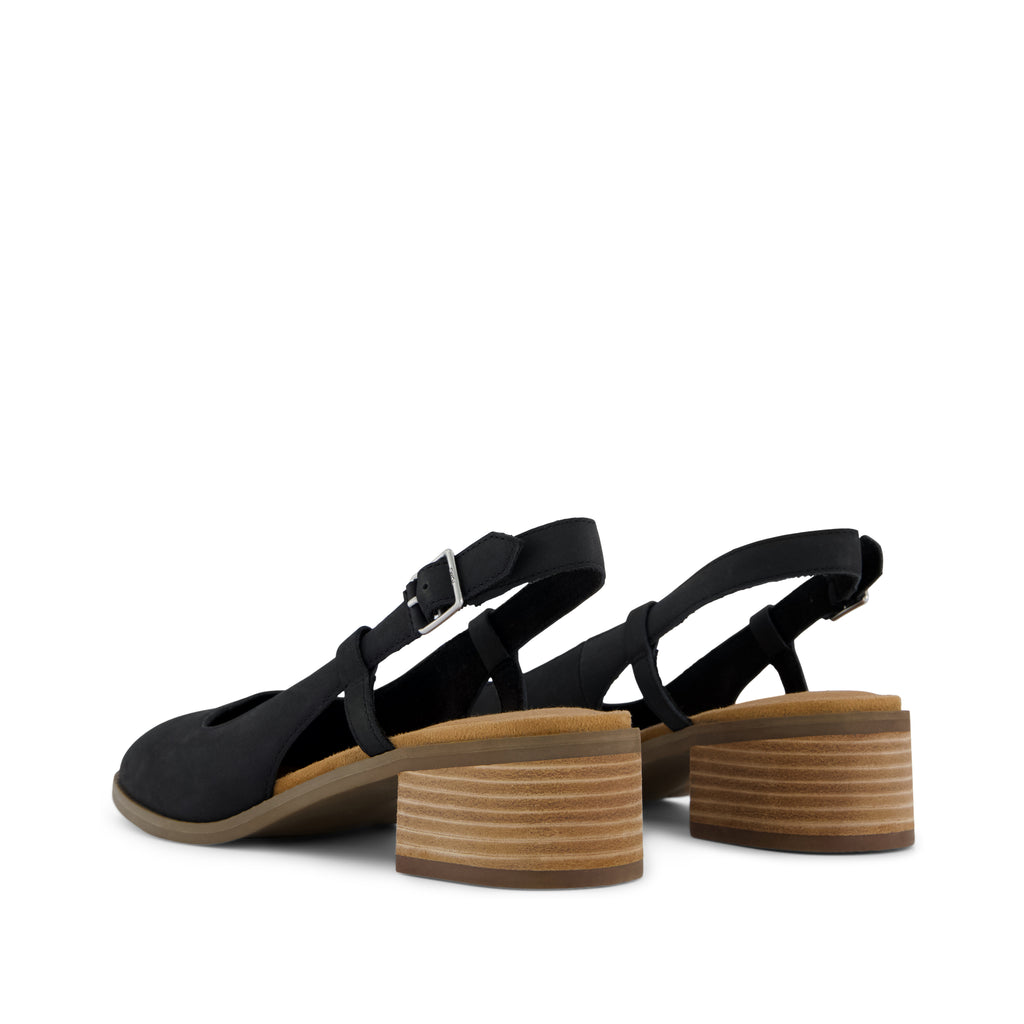 Jaclyn Slingback Heel - Black Nubuck Leather Back View