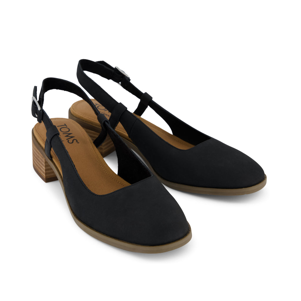 Jaclyn Slingback Heel - Black Nubuck Leather Front View