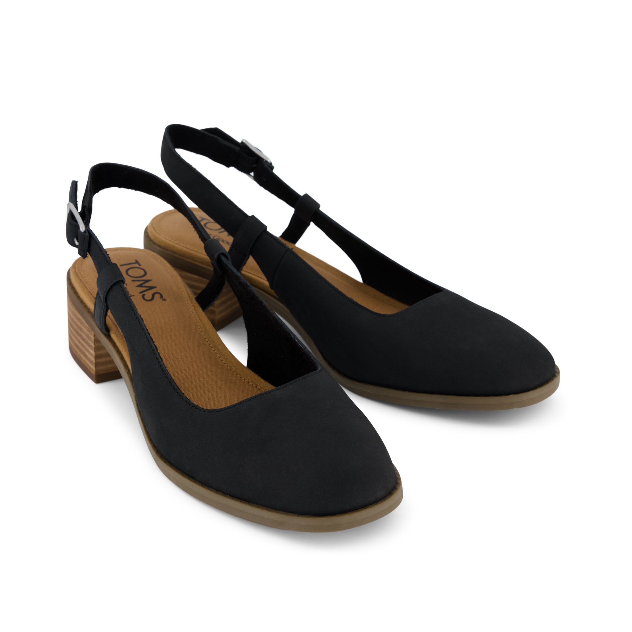 Jaclyn Slingback Heel - Black Nubuck Leather Front View
