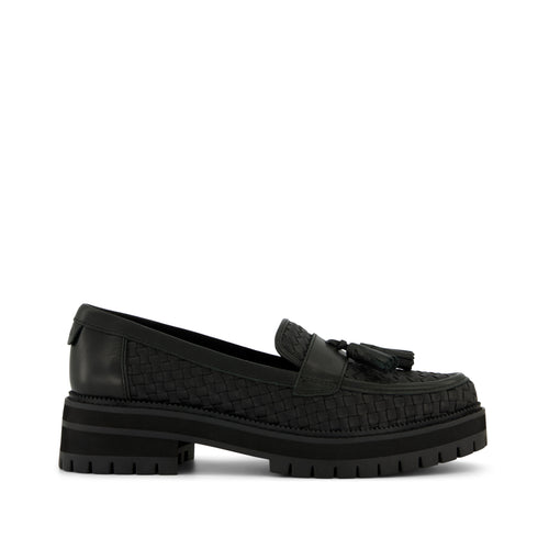 Cara Loafer - Black Leather Basketweave Side View